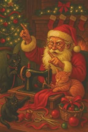 Santas Furry Sewing Helpers Notebook - Funny Christmas Journal Gift for Sewists, Quilters and Cat Lovers: When Santas feline friends join the sewing ... miracle that anything gets finished!, by T Larkin