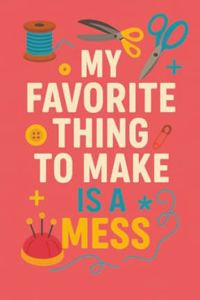My Favorite Thing to Make Is a Mess  Funny Sewing Chaos Notebook | 120 Page Lined Notebook: A bold and playful journal for makers who embrace the beautiful disaster of crafting, by T Larkin