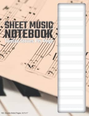 Blank Sheet Music (12/0) - Chords: 160 Pages, Double-Sided, (8.5x11), Cream Paper, Soft Cover, by David Marlowe | My Next Notebook