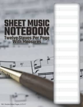 Blank Sheet Music (12/4) - Compose: 160 Pages, Double-Sided, (8.5x11), Cream Paper, Soft Cover, by David Marlowe | My Next Notebook