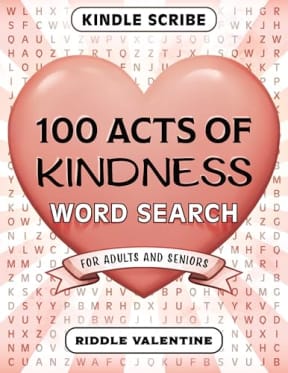 100 Acts of Kindness Word Search for Adults and Seniors (Kindle Scribe Only), by Riddle Valentine