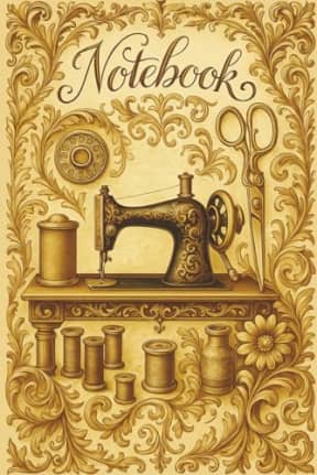 Ornate Golden Sewing Desk  Lined Notebook for Sewing Lovers: A beautifully designed notebook inspired by antique sewing desks  for sewists, crafters, and vintage enthusiasts, by T Larkin