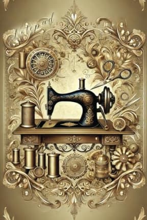 Golden Stitches: A Luxurious Sewing 120 page lined Notebook - Sewing Journal - Ideas book - diary, by T Larkin