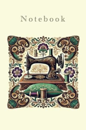 Ornate Vintage Sewing Machine 120 Page Lined Notebook - Sewists journal - sewing ideas notepad, by T Larkin