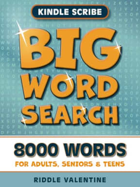 8000 Big Word Search Large Print (Kindle Scribe Only): 200 Word Find Puzzles for Adults, Seniors and Teens, by Riddle Valentine