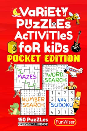 Pocket Puzzle Book for Kids - Variety Puzzles & Activity Book - Pocket Edition: 150 Puzzles - Travel Size - Word Search, Number Search, Mazes (3 ... - Car Travel Games (Pocket Puzzle Books), by FunWiser