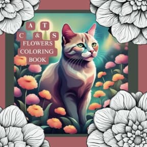 Cats and Flowers Coloring Book For Adults: 50 beautiful pages to color, by PSC Coloring Books