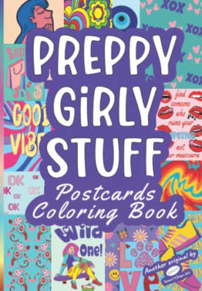 Preppy Girly Stuff - Postcards Coloring Book: Create your preppy wall collage with 28 postcard-size coloring pages, by Tammar's Designs