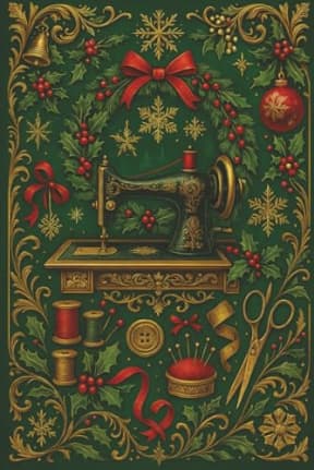 Green Holiday Sewing Machine Notebook - Sewing Journal and Christmas Gift for Quilters and Sewing Lovers: A festive sewing notebook for holiday planning, quilting notes, and seasonal journaling, by T Larkin