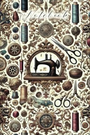 Baroque inspired Sewing notepad: 120 Page Lined Notebook for Sewing Lovers - sewists - seamstresses, by T Larkin