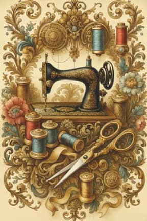 Baroque Sewing Notebook  Vintage Elegance for Stitch Lovers: A beautifully ornate notebook inspired by antique sewing machines, gilded threads, and timeless craftsmanship., by T Larkin
