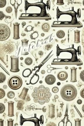 Antique Sewing: 120 Page Lined Notebook for Sewing Lovers - Seamstress journal - sewing planner - dressmakers notepad, by T Larkin