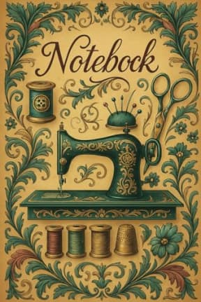 Elegant Sewing 120 Page Lined Notebook: Vintage Sewing Machine & Floral Design: A beautiful, ornate sewing-themed notebook designed by T Larkin for ... project sketches, and creative inspiration., by T Larkin