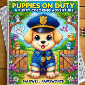 Puppies On Duty: Super Cute and Adorable Coloring Book For Adults & Teens - 50 Coloring Pages to Spark Creativity, Relaxation, Mindfulness & Stress-Relief (Adorable Tails Coloring), by Maxwell Pawsworth