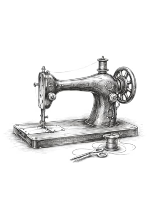 Vintage Sewing Machine Sketch  Sewing Journal for Makers  120 page lined notebook: A classic lined notebook for sewing notes, ideas, and creative planning, by T Larkin