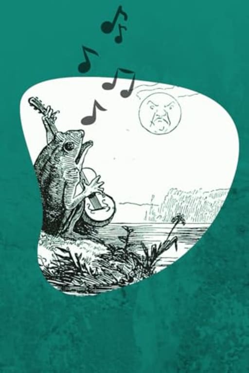 Vintage Frogs Moonlight Guitar Serenade Blank Notebook Lined, by Amanda Nevius