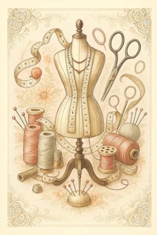 Elegant Seamstress Still Life  A Vintage Sewing Notebook for Creative Minds: A charming vintage-style notebook featuring a dressmakers mannequin, ... down patterns, ideas, and inspiration., by T Larkin