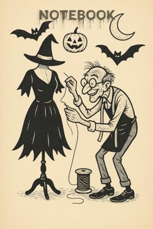 The Tailors Halloween Stitch-Up: A Funny Sewing Journal for Halloween: A spooky and fun sewing-themed notebook featuring a quirky tailor making a ... - for quilters, crafters, and sewing lovers, by T Larkin