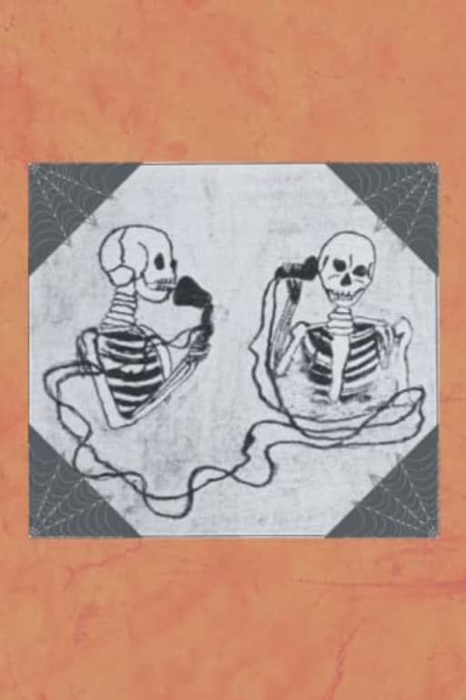 Vintage Skeletons Talking on Tin Can Telephone Blank Notebook Journal Lined, by Amanda Nevius Notebooks