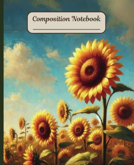 Floral Composition Notebook for Women: Sunflowers Design and 110 College Ruled Pages, by Purple Moon Publishing