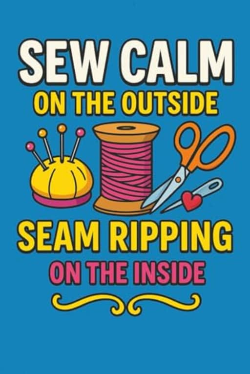 Sew Calm on the Outside, Seam Ripping on the Inside  120 Page Lined Notebook: A hilarious sewing-themed notebook for stressed-out stitchers, seamstresses, and fabric fanatics, by T Larkin