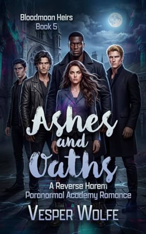 Ashes and Oaths: A Reverse Harem Paranormal Academy Romance (Bloodmoon Heirs Book 5), by Vesper Wolfe