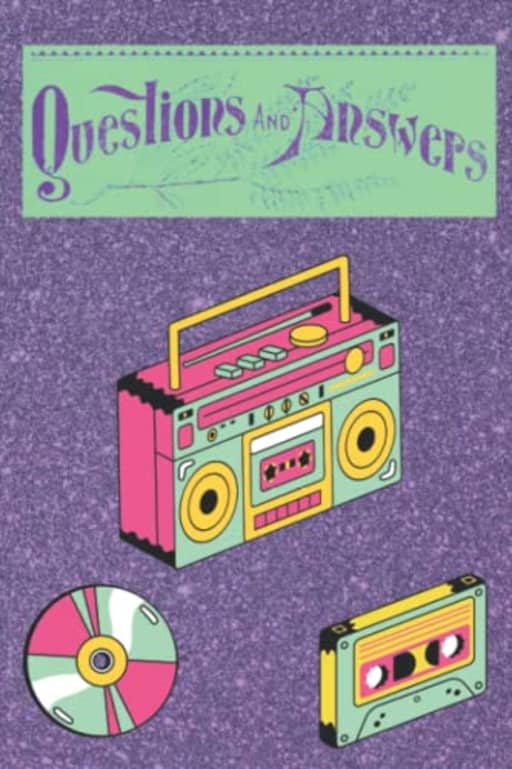 Vintage 90s Questions and Answers Boombox CD Cassette Tape Blank Notebook Journal Lined, by Amanda Nevius Notebooks