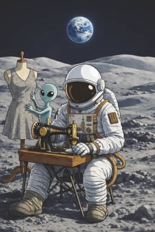 Sewing Notebook with Astronaut on the Moon  Funny Space Cover for Quilters, Dressmakers and Craft Projects: Sci-Fi Journal for Fabric Planning, Handmade Ideas and Maker Notes, by T Larkin