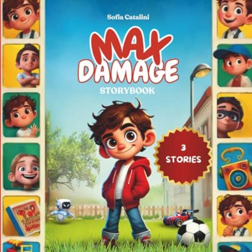 MAX DAMAGE storybook: 3 FUNNY stories about a cute LITTLE RASCAL / MAKE-YOUR-OWN STORYBOOK INCLUDED + QUIZ / PERFECT FOR LITTLE STARS, by Sofia Catalini