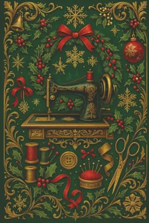 Green Holiday Sewing Machine Notebook - Sewing Journal and Christmas Gift for Quilters and Sewing Lovers: A festive sewing notebook for holiday planning, quilting notes, and seasonal journaling, by T Larkin
