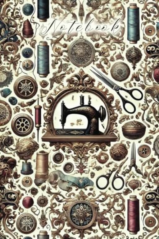 Baroque inspired Sewing notepad: 120 Page Lined Notebook for Sewing Lovers - sewists - seamstresses, by T Larkin