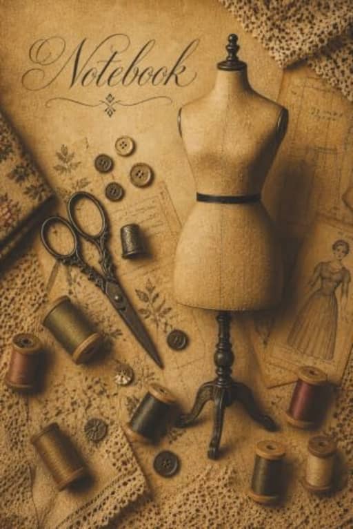 Vintage Dress Form Sewing Notebook - For Dressmakers, Quilters, Seamstresses, Pattern Designers & Project Notes: A Beautiful 120 page lined Journal ... Fabric Ideas, Alterations and Sketches, by T Larkin