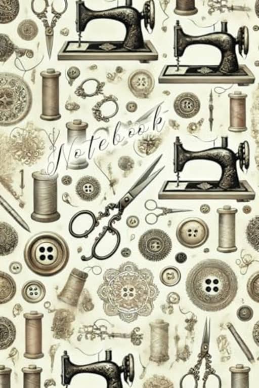 Antique Sewing: 120 Page Lined Notebook for Sewing Lovers - Seamstress journal - sewing planner - dressmakers notepad, by T Larkin