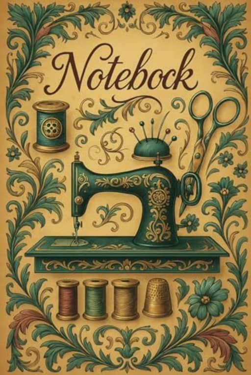 Elegant Sewing 120 Page Lined Notebook: Vintage Sewing Machine & Floral Design: A beautiful, ornate sewing-themed notebook designed by T Larkin for ... project sketches, and creative inspiration., by T Larkin