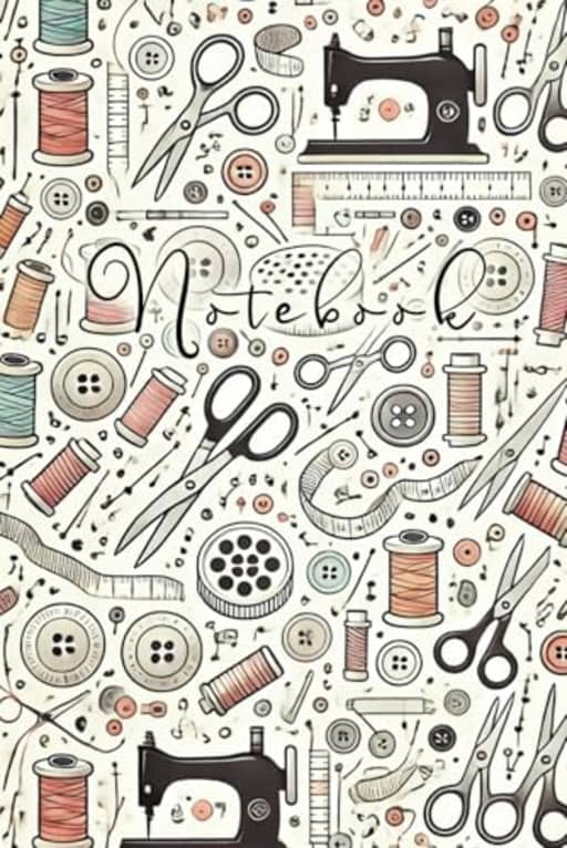Retro Sewing Notepad: 120 Page Lined Notebook for Sewing Lovers - sewists - seamstresses, by T Larkin