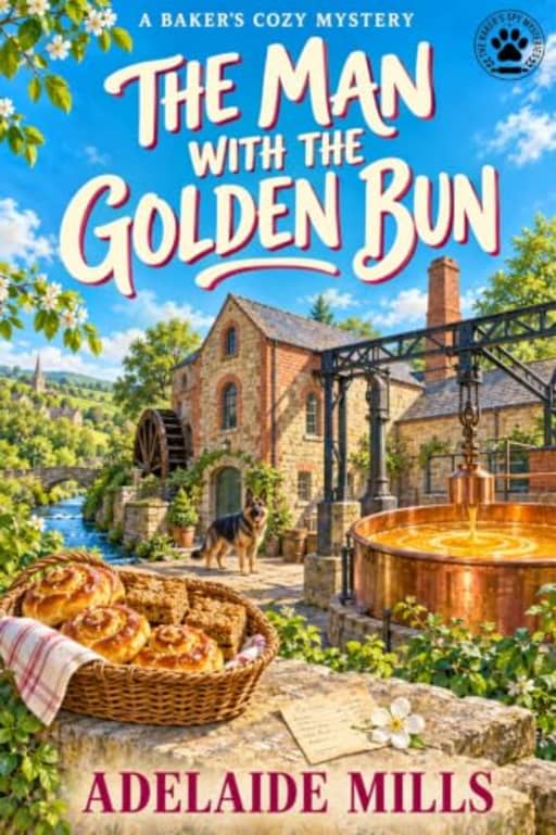 The Man with the Golden Bun: A British Senior Sleuth Cozy Mystery with a Retired K9 (The Baker's Spy Mysteries Book 4), by Adelaide Mills