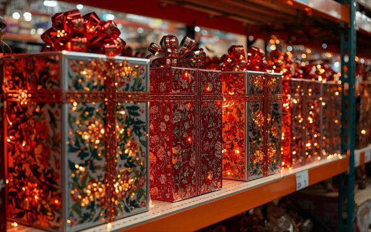 Stackable Metal Gift Boxes with Lights