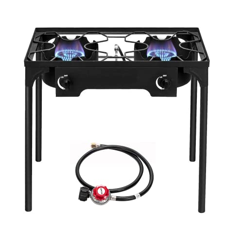 Bonnlo 2 Burner Outdoor Portable Propane Stove Gas Cooker