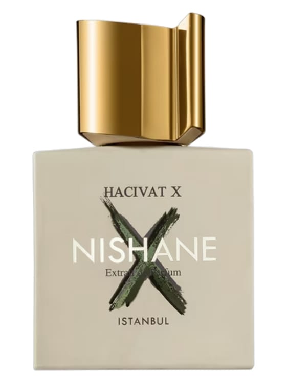 A sleek bottle of Nishane Hacivat Extrait placed against a dark, luxurious background.