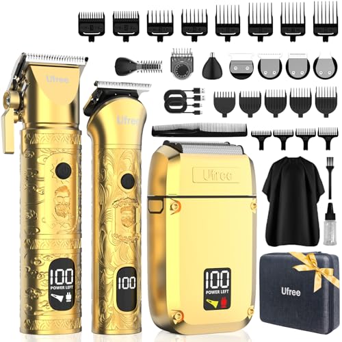 Ufree 8 in 1 Professional Hair Cutting Kit, Hair Clippers for Men, Cordless Clippers and Trimmers Set, Beard Trimmer, Electric Shaver with Rechargeable, Grooming Gifts for Barber & Home Use