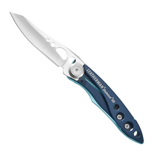 LEATHERMAN, Skeletool KB Pocketknife with Straight Edge, Stainless Steel Blade and Bottle Opener, Nightshade Blue