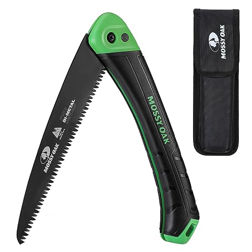 MOSSY OAK Folding Saw - 7 Inch Pruning Handsaw with Pouch, D6A & M2 Bimetal Saw Blade, Hunting Saw Foldable for Deer, Tree, Wood, and Limb Cutting