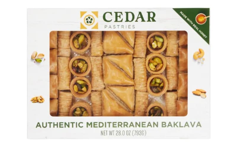 Packaged assortment of Mediterranean baklava by Cedar Pastries