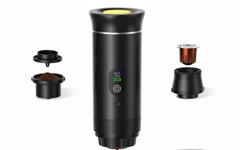 3-in-1 Portable Coffee Maker for Travel,Self-Heating Espresso Machine with USB-C,LED Display,20 Bar,Compatible with Coffee Grounds&Capsules (Ns&DG)–Portable Espresso Maker for Car,RV,Camping,off