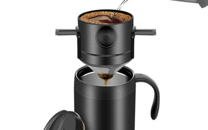 HOZMVOMI Portable Hand Brewed Coffee Maker, All in One Reusable Filter and Insulated Thermo Cup, Drip Coffee Set for Home, Office, and Outdoor Use