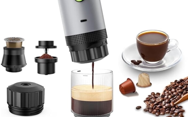 Yolispa Portable Coffee Machine, Battery Reusable Coffee Filter Mini Coffee Maker 2 In 1 Design Portable For Home Travel Camping