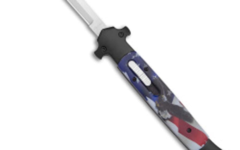Mago D/A Italian Stiletto Auto OTF Knife American Flag/Eagle (5.75