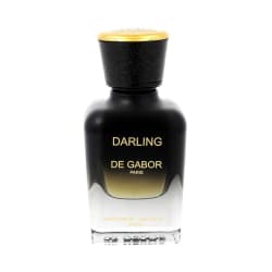 De Gabor -hajuvesi (Darling), musta ja kultainen liukuvärjätty lasipullo, jossa on musta kuvioitu korkki, 50ml