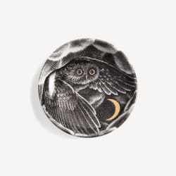 Fornasetti Round ashtray Civetta nella notte black/white/gold