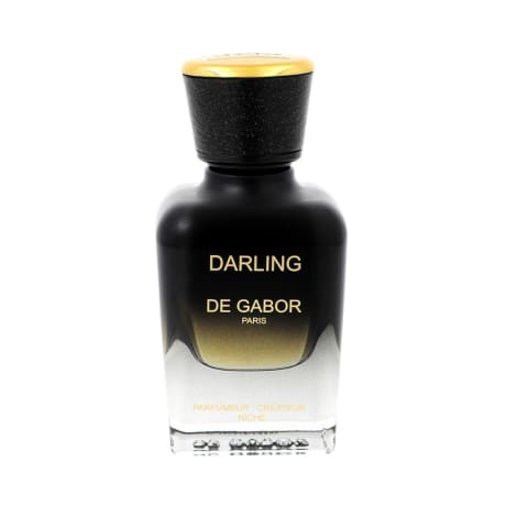 De Gabor perfume (Darling), black and gold gradient glass bottle with black textured cap, 50ml